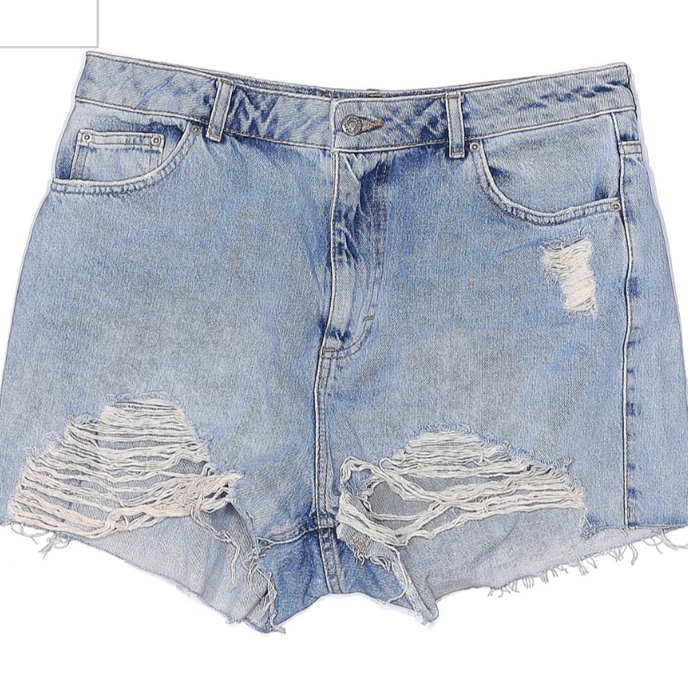 Topshop Light-wash Mom Shorts